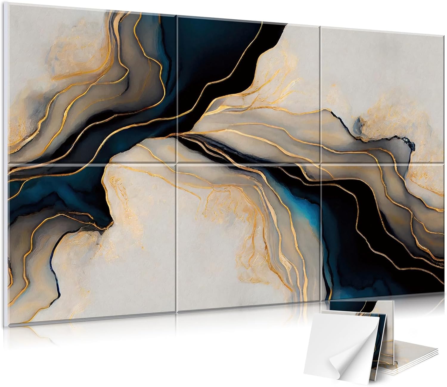 JBER 6 Pack Art Acoustic Panels, 72×48Inches Soundproof Wall Panels, Large Self-Adhesive Wall Panels, Decorative Sound Absorbing Panels, Sound Panels for Recording Studio, Living Room(Lake of the Sky)