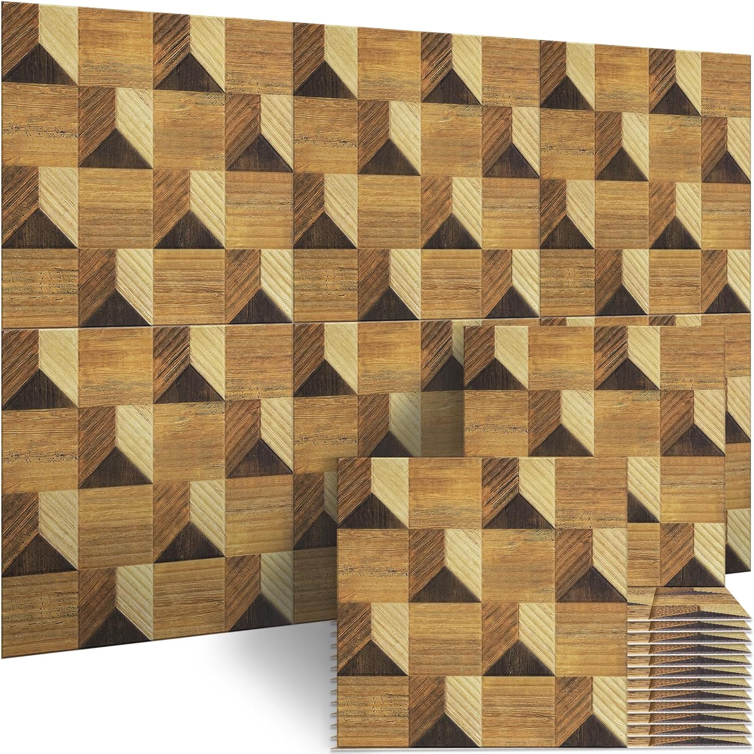 BUBOS 18 Pack Art Acoustic Panels Soundproof Wall Panel,11.8X11.8 Inches Sound Absorbing Panel,Self-Adhesive Decorative Acoustical Wall Panels, Acoustic Treatment for Home Office（Infinite Loop）