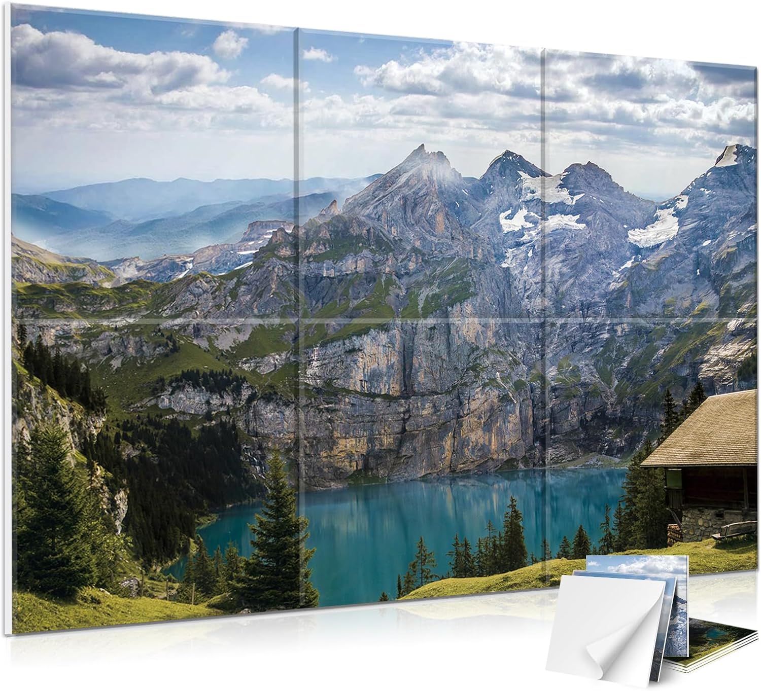 JBER 6 Pack Art Acoustic Panels, 72×48Inches Soundproof Wall Panels, Large Self-Adhesive Wall Panels, Decorative Sound Absorbing Panels, Sound Panels for Recording Studio, Living Room(Lake of the Sky)