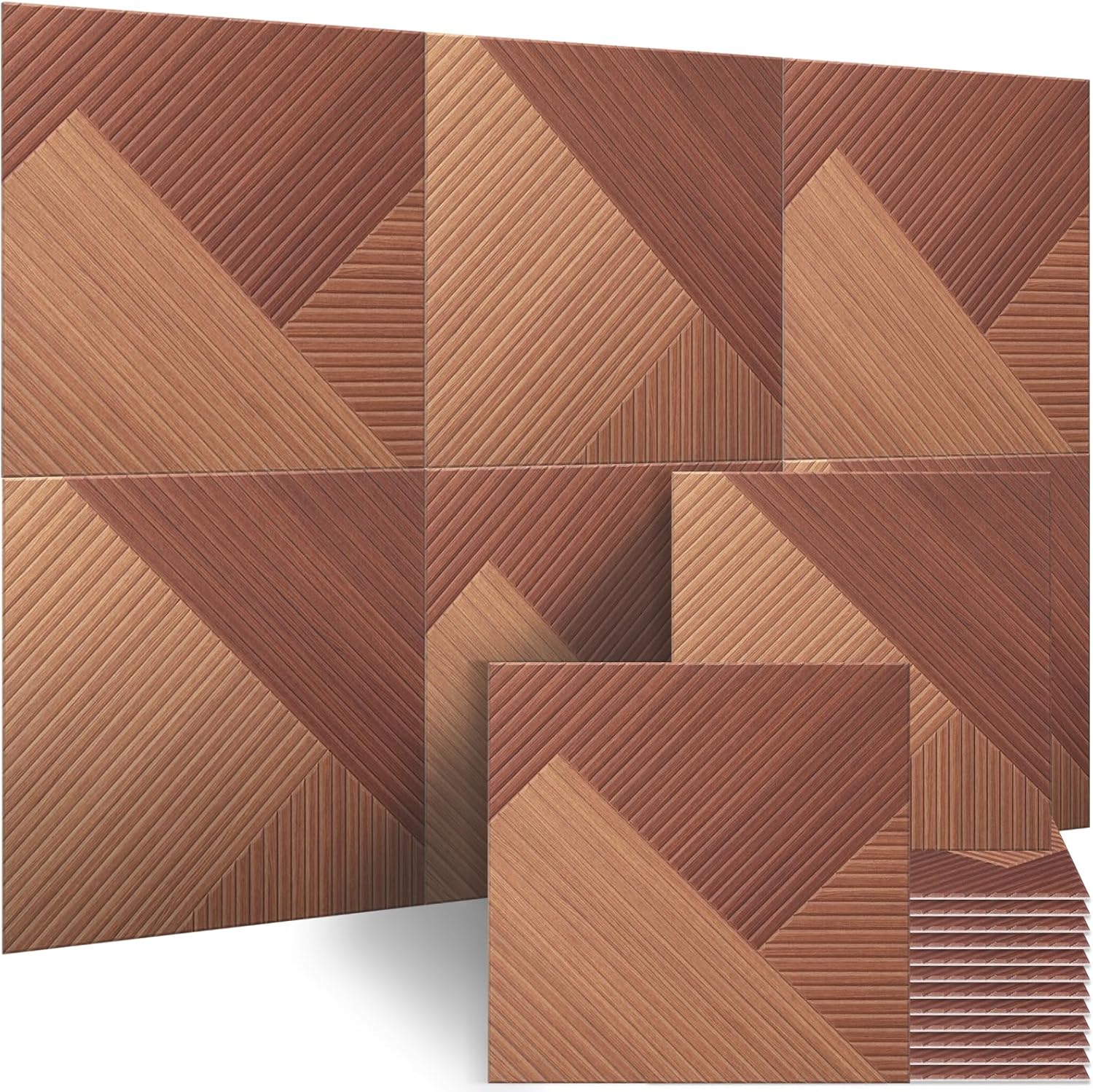 BUBOS 18 Pack Art Acoustic Panels Soundproof Wall Panel,11.8X11.8 Inches Sound Absorbing Panel,Self-Adhesive Decorative Acoustical Wall Panels, Acoustic Treatment for Home Office（Infinite Loop）