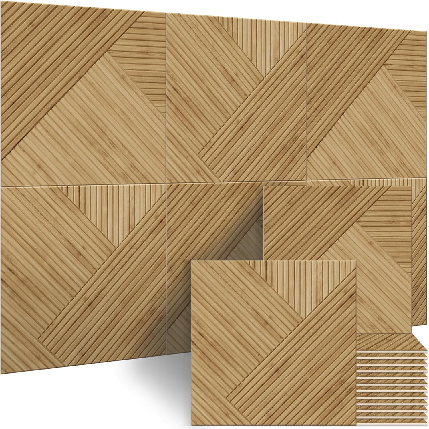 BUBOS 18 Pack Art Acoustic Panels Soundproof Wall Panel,11.8X11.8 Inches Sound Absorbing Panel,Self-Adhesive Decorative Acoustical Wall Panels, Acoustic Treatment for Home Office（Infinite Loop）