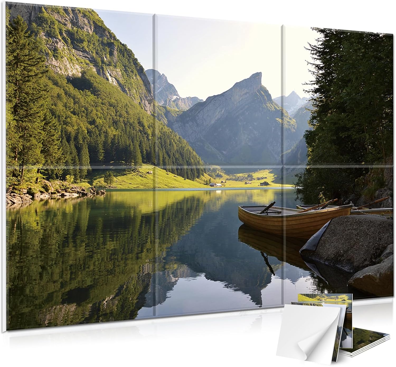 JBER 6 Pack Art Acoustic Panels, 72×48Inches Soundproof Wall Panels, Large Self-Adhesive Wall Panels, Decorative Sound Absorbing Panels, Sound Panels for Recording Studio, Living Room(Lake of the Sky)