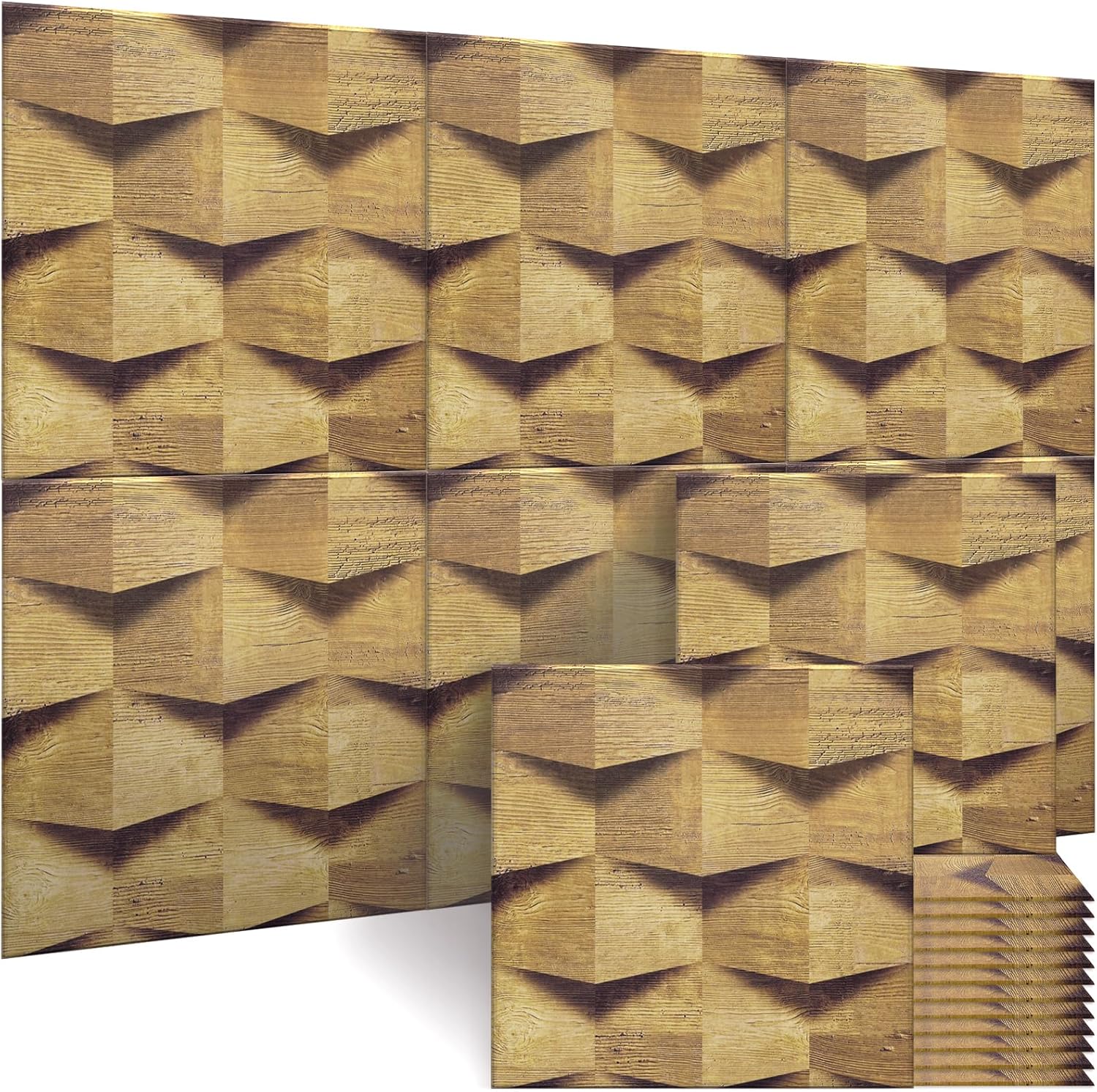 BUBOS 18 Pack Art Acoustic Panels Soundproof Wall Panel,11.8X11.8 Inches Sound Absorbing Panel,Self-Adhesive Decorative Acoustical Wall Panels, Acoustic Treatment for Home Office（Infinite Loop）