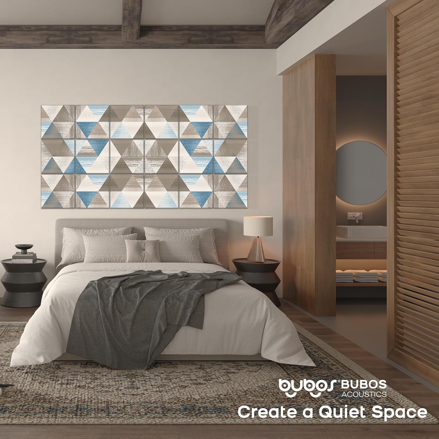 BUBOS 18 Pack Art Acoustic Panels Soundproof Wall Panel,11.8X11.8 Inches Sound Absorbing Panel,Self-Adhesive Decorative Acoustical Wall Panels, Acoustic Treatment for Home Office（Infinite Loop）